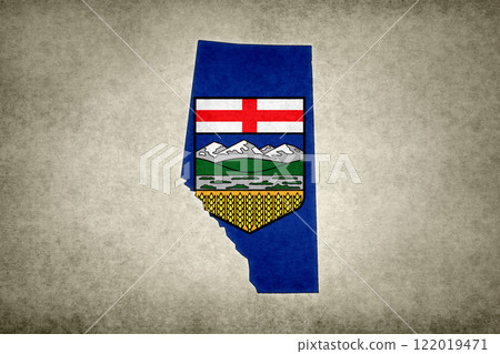 Map of Alberta with its flag on a paper Map of Alberta with its flag on a paper 122019471