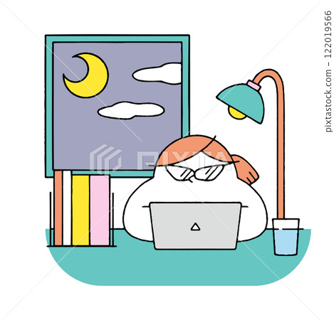 在家工作的瘦女人（晚上） 122019566