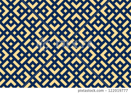 Abstract geometric pattern. A seamless vector background. Golden and dark blue ornament. Graphic modern pattern. Simple lattice graphic design 122019777