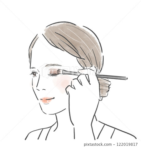Illustration of a woman skillfully applying eyeshadow 122019817