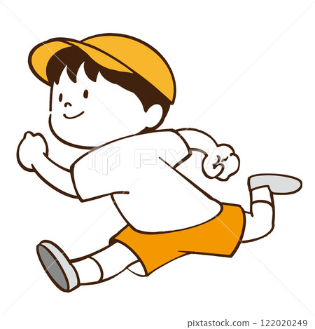 Illustration of a boy running energetically 122020249
