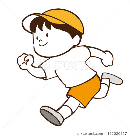 一個男孩精力充沛地奔跑的插圖 122020257