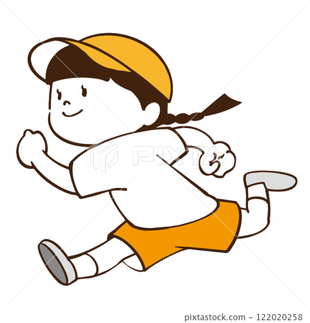 Illustration of a girl running energetically 122020258
