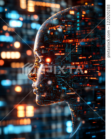 Digital abstract image of AI robot 122020288