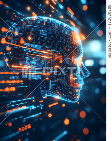 Digital abstract image of AI robot 122020289