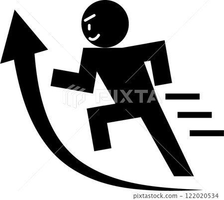Up arrow and running person Up arrow and running person 122020534