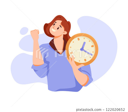 Woman and Time Management with Clock Dial Vector Illustration 122020652