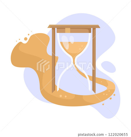 Golden Hourglass and Sandglass for Time Measure Vector Illustration 122020655