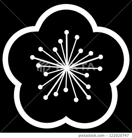 A simple plum blossom illustration made of white lines 122020747