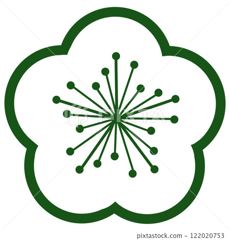 簡單的梅花插畫,只有綠線 簡單的梅花插畫,只有綠線 122020753