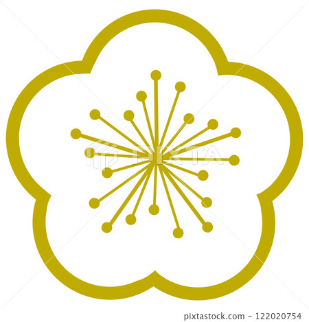 只有黃線的簡單梅花插畫 122020754