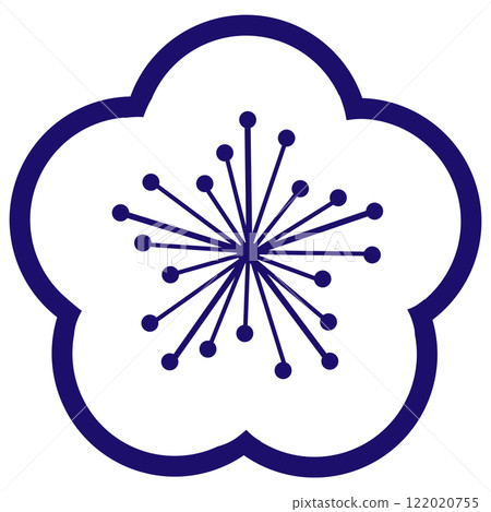 只有藍色線條的簡單梅花插畫 只有藍色線條的簡單梅花插畫 122020755