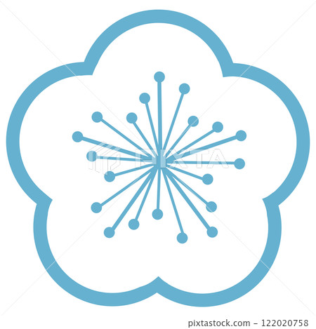 A simple plum blossom illustration using only light blue lines A simple plum blossom illustration using only light blue lines 122020758