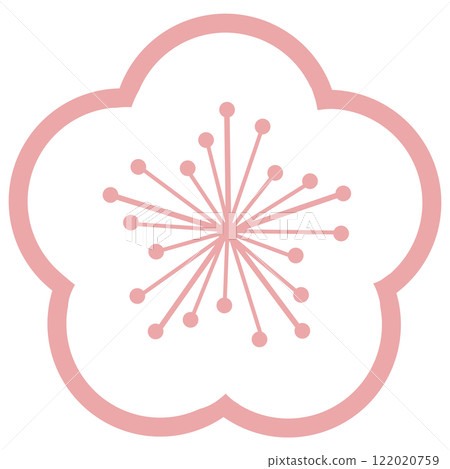 A simple plum blossom illustration made of pale pink lines 122020759