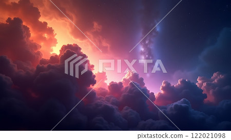A stunning cosmic nebula scene with vibrant colors A stunning cosmic nebula scene with vibrant colors 122021098
