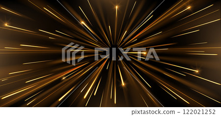 Speed light effect with golden glowing lines 122021252