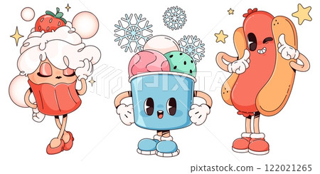 Fastfood cartoon character set 122021265