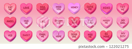 Heart shaped candy messages set for valentine day 122021275