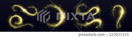 Golden glitter swirls set on transparent Golden glitter swirls set on transparent 122021315