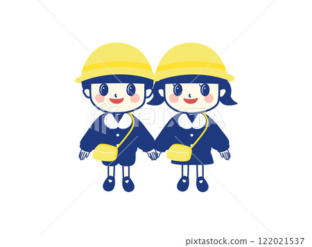 幼兒園小朋友穿著校服，手牽手 122021537