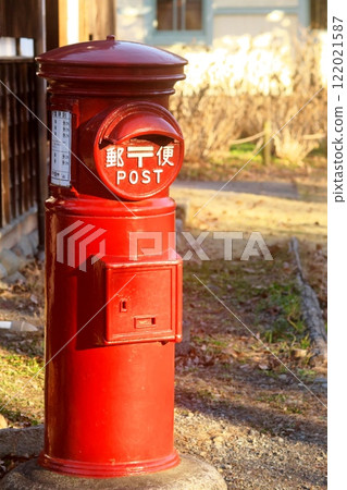 Red retro post box Red retro post box 122021587