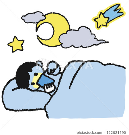 Illustration of using a smartphone while sleeping Illustration of using a smartphone while sleeping 122021590