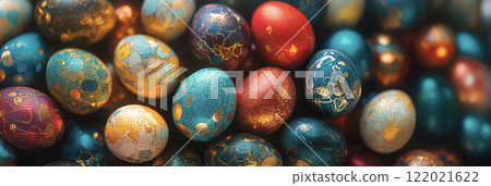 Background of colorful Easter eggs AI image 122021622