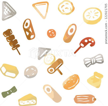 Winter oden pot stew watercolor hand drawn icon illustration material set Winter oden pot stew watercolor hand drawn icon illustration material set 122021705