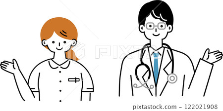 Simple and cute illustrations of medical workers 122021908