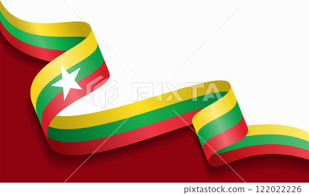 Myanmar flag wavy abstract background. Vector illustration. Myanmar flag wavy abstract background. Vector illustration. 122022226
