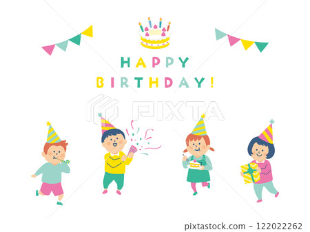 Illustration of kids celebrating a birthday 122022262