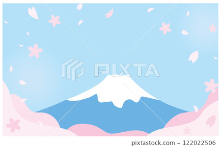 Cute illustration background material of cherry blossoms and Mt. Fuji Cute illustration background material of cherry blossoms and Mt. Fuji 122022506
