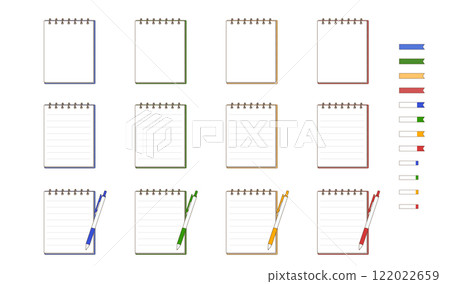 圓環筆記本和原子筆向量素材插畫集 122022659