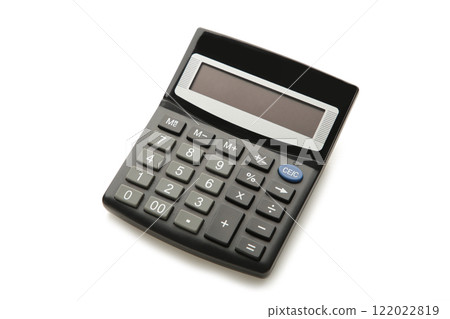 Calculator isolated on white background. Top view. 122022819