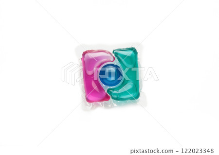 Capsule for washing isolated on white background. Spring clothes cleaning. 122023348