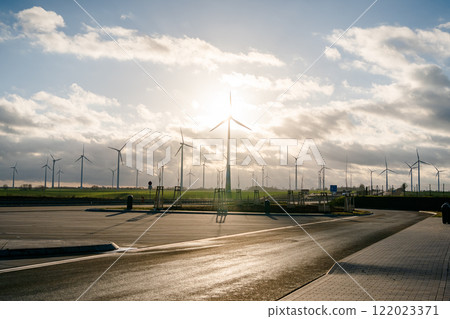 Windmills For Electricity Large Quantity. High quality 4k footage 122023371