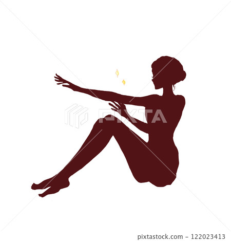 一個女人按摩手臂的剪影 122023413