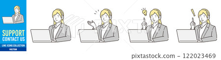 Call center support woman support vector illustration Call center support woman support vector illustration 122023469