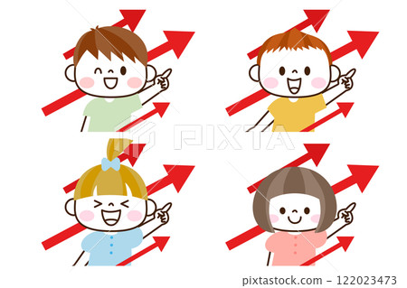 Up arrow and cute kids 122023473