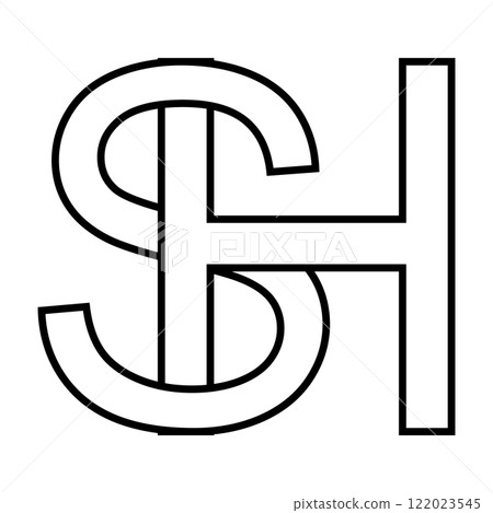 Logo sign sh hs icon, double letters logotype h s 122023545