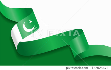 Pakistani flag wavy abstract background. Vector illustration. 122023672