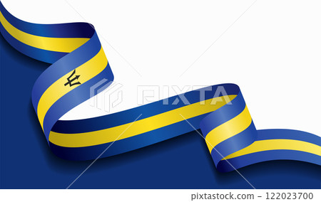 Barbadian flag wavy abstract background. Vector illustration. 122023700