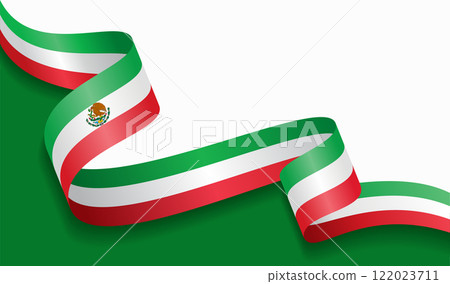 Mexican flag wavy abstract background. Vector illustration. 122023711