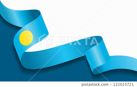 Palauan flag wavy abstract background. Vector illustration. 122023721