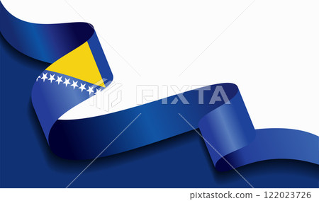 Bosnia and Herzegovina flag wavy abstract background. Vector illustration. 122023726