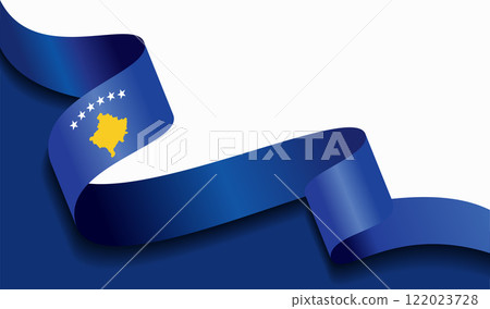 Kosovo flag wavy abstract background. Vector illustration. Kosovo flag wavy abstract background. Vector illustration. 122023728
