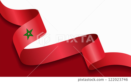 Moroccan flag wavy abstract background. Vector illustration. 122023746