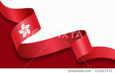 Hong Kong flag wavy abstract background. Vector illustration. 122023751