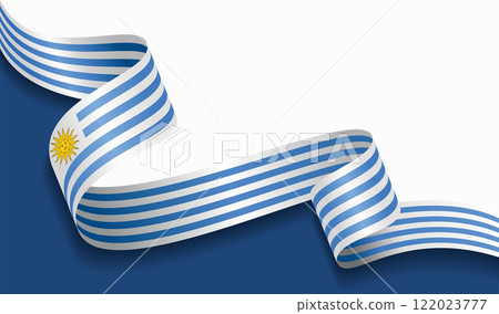 Uruguayan flag wavy abstract background. Vector illustration. 122023777