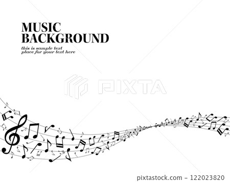 Waving melody lines and musical note particles background 122023820